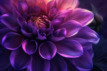 Aufkleber - A close-up shot of a vibrant purple flower against a dark black background, suitable for use in designs and illustrations where contrast is key