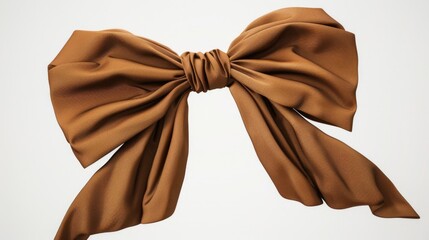 Poster - A simple brown bow tied on a white background