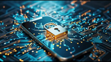 Poster - A golden lock rests atop a smartphone, symbolizing the importance of security in the digital age