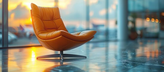 Sticker - Orange Leather Chair in a Modern Interior