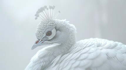 Mystical white peacock in moonlight photo on white isolated background