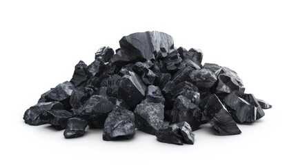 Poster - A pile of black coal on a clean white surface