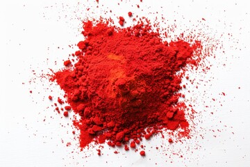 Poster - A pile of bright red powder on a white surface, suitable for use in scientific or educational contexts
