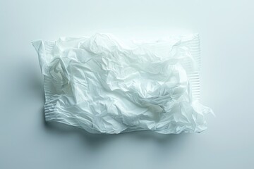 Poster - A lone plastic bag sits on a white surface, awaiting disposal or reuse