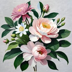 Wall Mural - Blooming Elegance: Hand-Painted Floral Decor