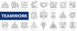© Dr. Vector - Business teamwork icon set. Business team working together symbol. Team building, work group, human resources, co-worker, cooperation, collaboration and more. Vector illustration
