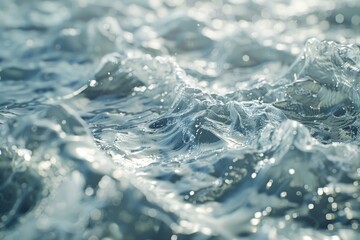 Poster - A close-up shot of ocean waves breaking on the surface of the water, great for use in travel, nature, or relaxation-themed projects