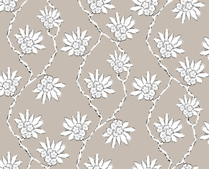 Wall Mural - Seamless botanical flowers pattern, floral print.