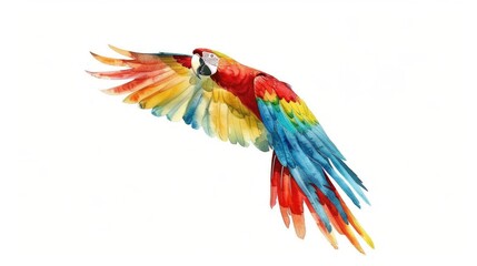 Aufkleber - A vibrant parrot soaring through the air, its feathers shining with bright colors