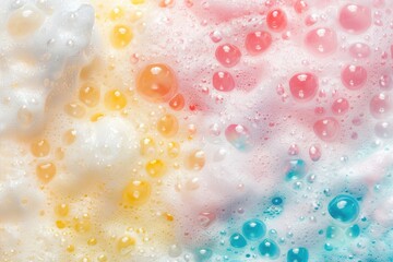 Poster - A close-up view of a mixture of soap bubbles, showcasing their shapes and colors