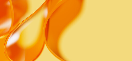 Poster - macro of orange transparent glass curved stripe with extreme depth of field. place for text. modern 