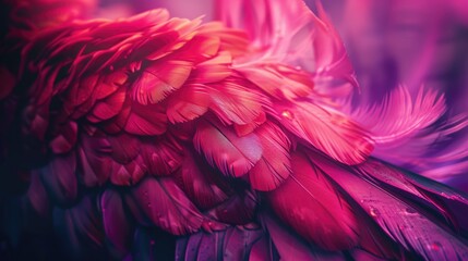 Poster - A detailed image of a red bird's feathers
