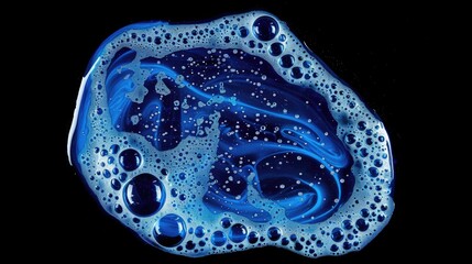 Poster - A close-up shot of a blue object covered in bubbles, great for use in illustrations or designs where simplicity and playfulness are needed