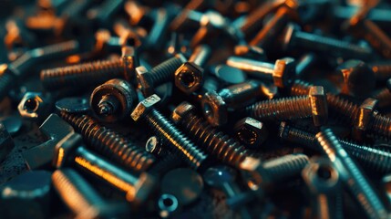 Poster - A collection of screws arranged neatly on a flat surface, ideal for use in various DIY projects or as a decorative element