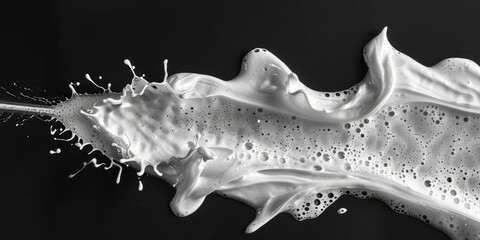Poster - A close-up shot of a liquid wave in black and white, with detailed texture and movement