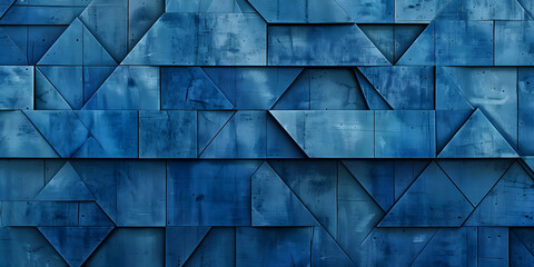 Wall Mural - A blue wall with a unique triangular pattern