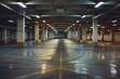 © Web - Parking Garage Interior. Empty Warehouse Hangar with Architecture Corridors
