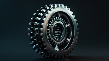 Poster - Futuristic interlocking metal gears with innovative design