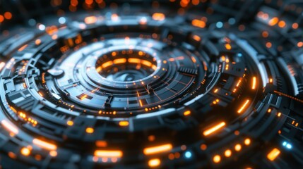 Poster - Futuristic Glowing Circuit Board with Intricate Patterns and Glowing Nodes