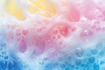 Poster - Close-up shot of soap bubbles on a blue surface
