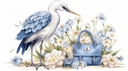 Wall Mural - blue bird in a nest