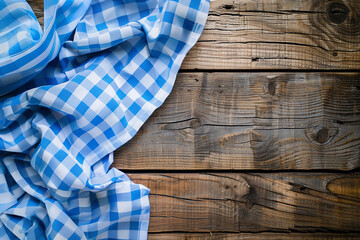 Oktoberfest with blue and white fabric on a wooden background