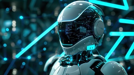 Poster - Futuristic Robot with Neon Lights