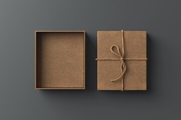 Poster - A box with a string tied around it, often used for shipping or storage