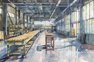 Aufkleber - Industrial facility with machinery and production line