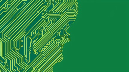 Poster - Abstract Circuit Board Design Featuring a Human Profile