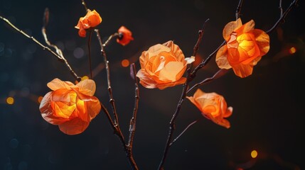 Poster - A collection of colorful paper flowers arranged in a decorative vase