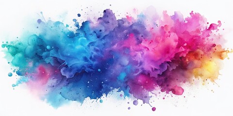 Poster - Vibrant watercolor splash with soft, blended edges and a mesmerizing gradient effect in shades of blue, purple, and pink, evoking creativity and wonder.