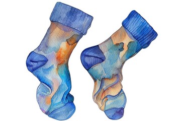 Poster - A pair of vibrant socks featuring blue and orange designs