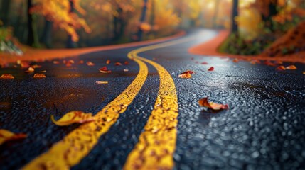 road with a bright yellow line in the center