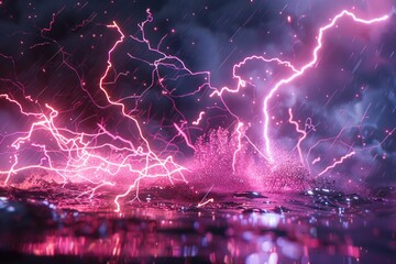 Poster - A picture of lightnings suspended in the air, providing a unique visual representation of electrical discharges