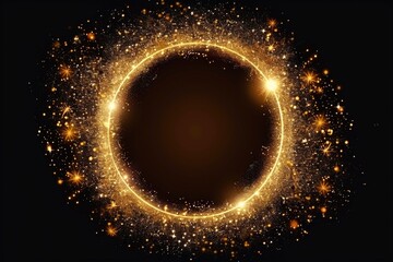 Poster - A circular pattern of golden sparks against a dark backdrop