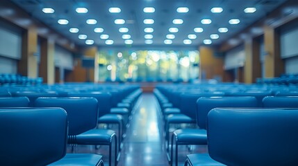 Wall Mural - Blue Chairs In A Large Empty Conference Room