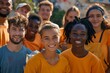 © Visual Odyssey - Team of young and diversity volunteer worker group enjoy charitable social work outdoor in cleaning up garbage and waste separation project, Generative AI
