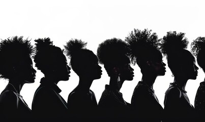 silhouette with Black people for black history month celebrate, Generative AI