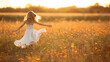 © Artistic Visions - Joyful Girl Dancing in a Sunlit Meadow