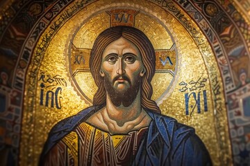 Biblical representation of jesus christ in Byzantine art. AI generativ, Generative AI