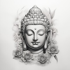 Black and white portrait of Bodhisattva