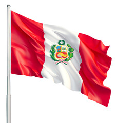 National flag of Peru waving on a flagpole.