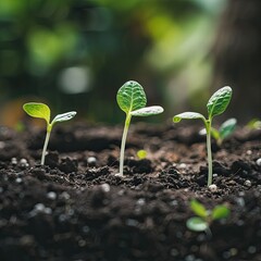 Poster - A group of fresh seedlings emerging from soil, showcasing the promise of new life.