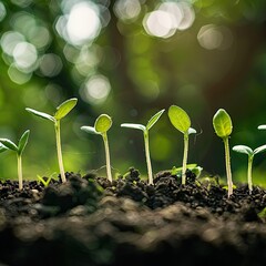 Poster - A group of fresh seedlings emerging from soil, showcasing the promise of new life. 