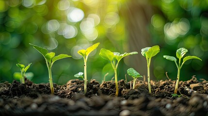 Poster - A group of fresh seedlings emerging from soil, showcasing the promise of new life. 