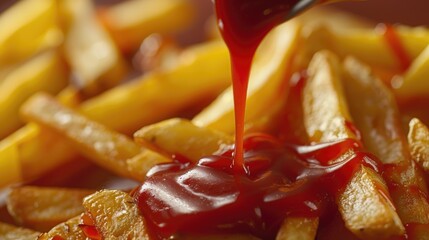 Poster - A plate of crispy French fries served with a side of ketchup for dipping