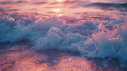 Poster - A detailed view of a wave breaking on the beach