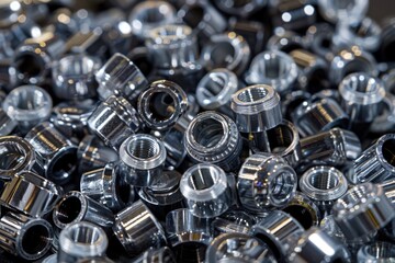 Poster - A collection of metal nuts arranged on a surface