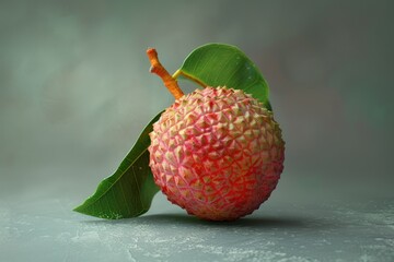 Sticker - A close-up shot of a fruit with a leaf attached, perfect for food or nature photography